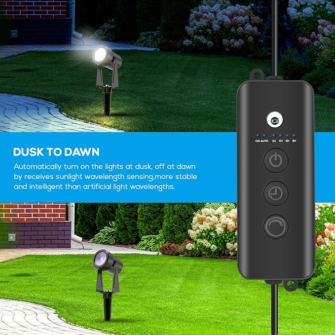 SUNTHIN Outdoor Landscape Lighting with Dusk to Dawn Sensor Controller, 6 Pack