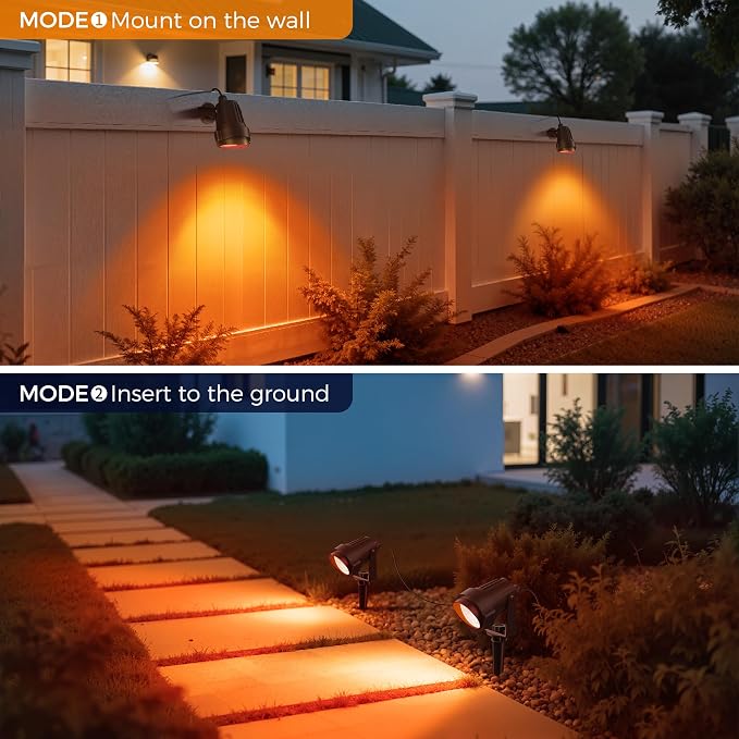 L LOHAS LED Orange Halloween Outdoor Spotlight 5W Dusk to Dawn 2 Pack | Orange Halloween Outdoor Lighting with Auto On/Off Control, Landscape Spotlights for Holiday, Tree and Yard Decoration