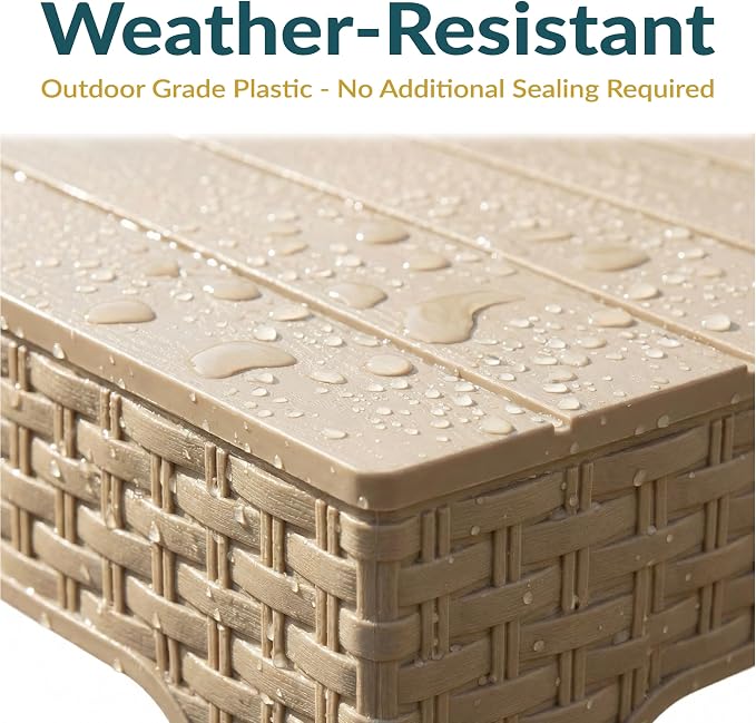 Sunnydaze Adirondack Small Outdoor Side Table for Balcony Essentials - Plastic Square End Table for Outside Patio - Set of 2 - Beige