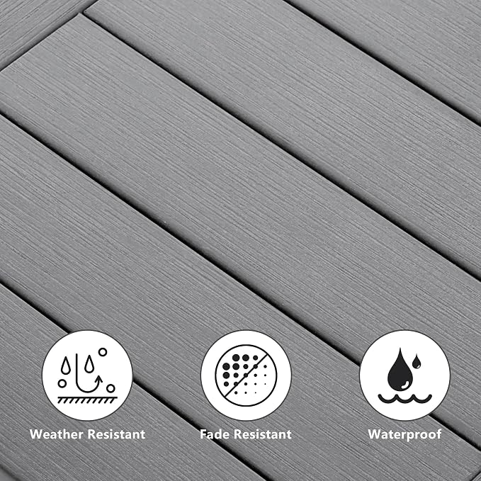 Meluvici Double Adirondack Outdoor Side Table Weather Resistant, Outdoor Rectangular Patio End Table for Adirondack Chair, Grey
