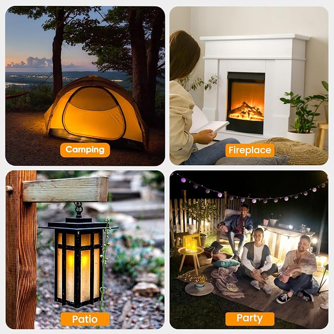 Hompavo 【Upgraded Flame Lights, 4-Mode Rechargeable for Home Decor | Waterproof LED Battery Operated Flameless Candles, Pillar Flickering Lanterns for Room Patio Wedding Party Halloween Decor, 1