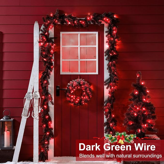 2 Pack Christmas Lights Outdoor, Total 200FT 600LED Christmas Tree Lights | Red, Waterproof 8 Modes Plug in Connectable String Lights for Outside Indoor Halloween Patio Garden Party Decorations