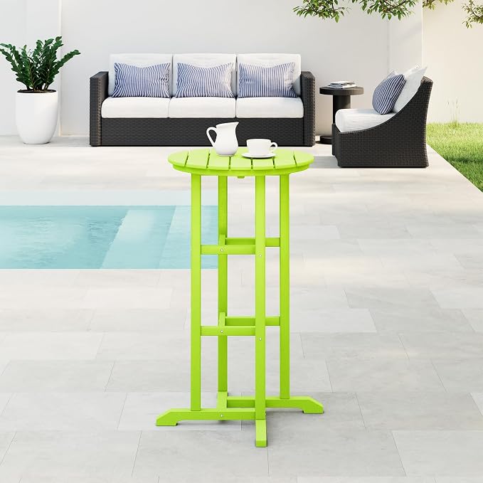 WestinTrends Malibu 42" Counter Height Round Outdoor Patio Bistro Bar Table, Lime