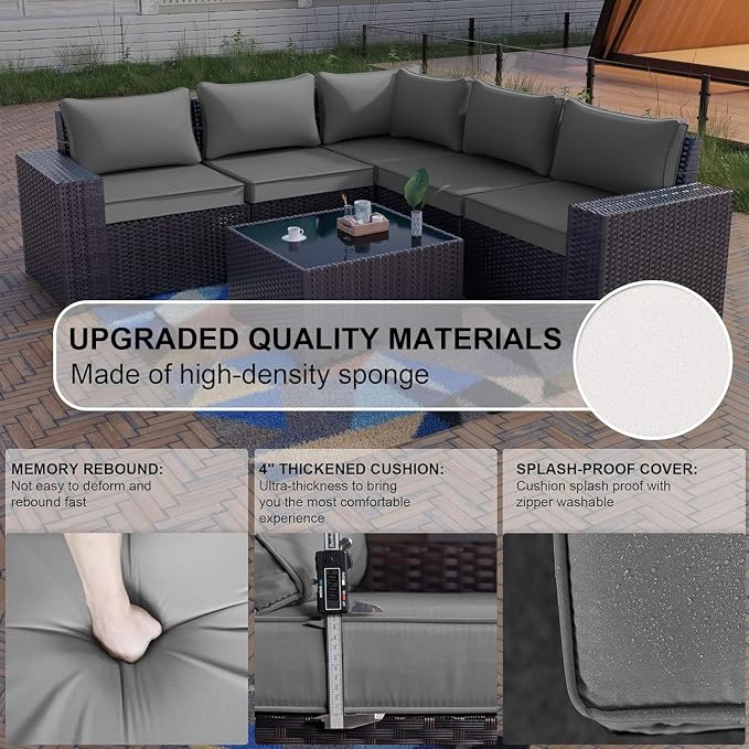 Kullavik 12PCS Outdoor Patio Furniture Set PE Wicker Rattan Sectional Sofa Patio Conversation Sets,Grey