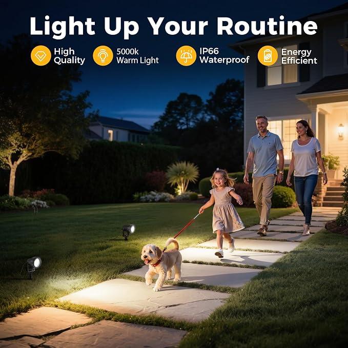 L LOHAS LED 5W Dusk to Dawn Outdoor Spotlight 6000K Landscape Light 1 Pack | Cool White Outdoor Landscape Lighting with Auto Sensor, Waterproof Yard Spotlight for Garden, House and Pathway Lighting