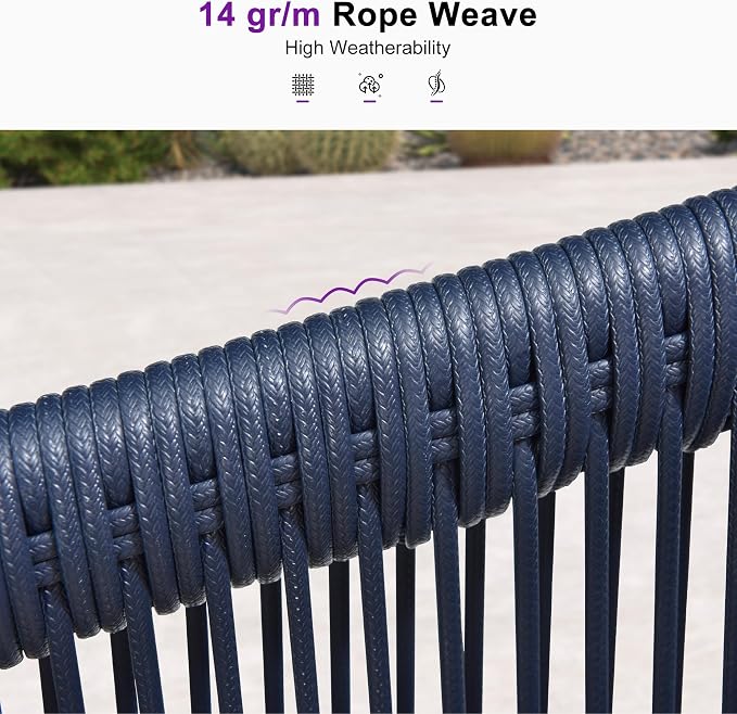 PURPLE LEAF Outdoor Dining Set for 8 All-Weather 10 Pieces Patio Aluminium Dining Oversized Table and Rope Weave Chairs Included Cushions for Backyard Indoor Kitchen Patio Furniture Set Gray and Navy
