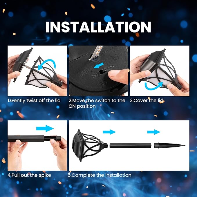 GIGALUMI Solar Halloween Lights Outdoor, LED Solar Pathway Lights 8 Pack | Garden Light Outdoor Decorations, Garden Decor for Yard, Patio, Landscape, Planter, Walkway (Blue)