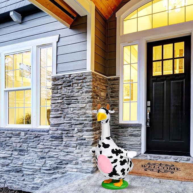 Honic Cow Goose Outfit Porch Cow Goose Clothes Fits 23" Cement Plastic Goose Statue for Outdoor Spring Garden Lawn Yard Patio Decor (Classic)