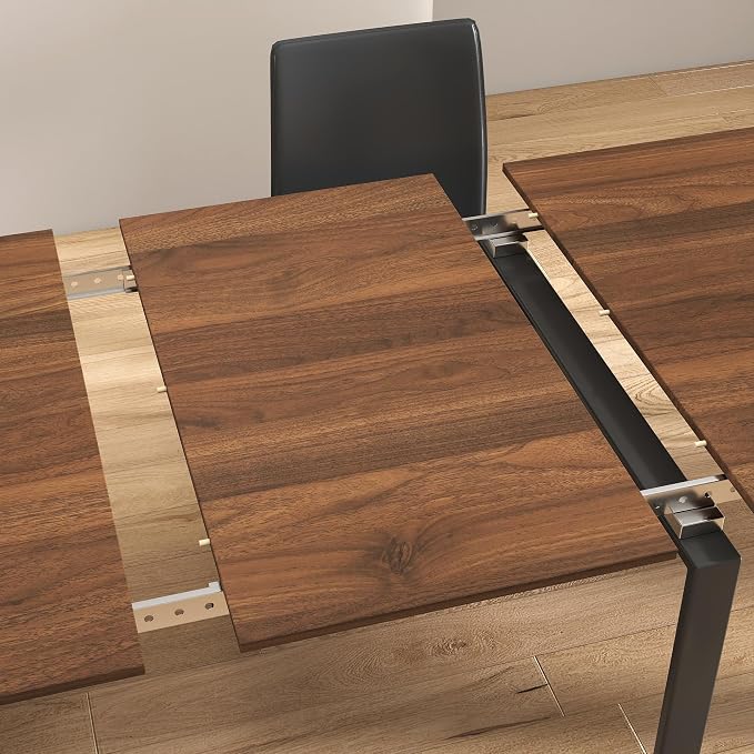 23.62”-118.11” Extendable Dining Room Table, 1-10 People Wood Long Foldable Tables with Storage Cabinet & Outlet, Space Saving Expanding Table with for Kitchen, Living Room, Party, Walnut