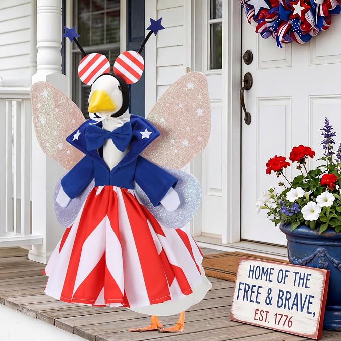 Butterfly Porch Goose Outfits for 23 Inch Statue | Butterfly Costume for Cement Statue, Sculpture Clothes for Summer Halloween Party Decoration