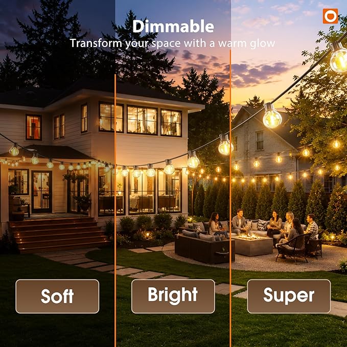 addlon 102FT Solar String Lights Outdoor, Waterproof, USB Charging | Dimmable, 3 Light Modes, Remote, 30+2 LED Bulbs, Easy Install, Ideal for Large Backyard, Garden, Wedding, Party, Camping