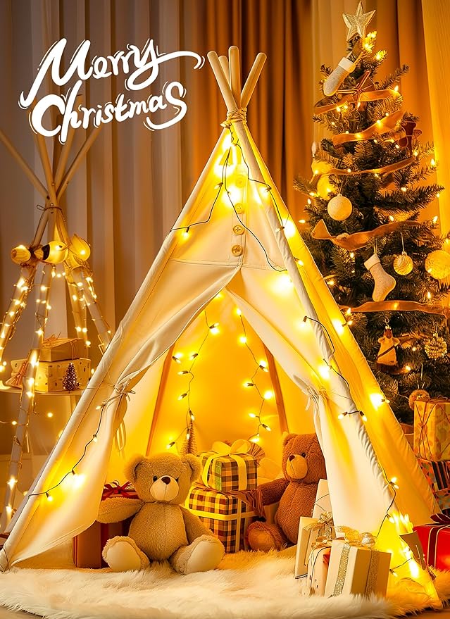 Brightown Clear Christmas String Lights 50 Count 10 Feet Incandescent Bulb | Mini Lights for Indoor Outdoor Xmas Tree Garland Birthday Wedding Party Festival Decoration, Green Wire
