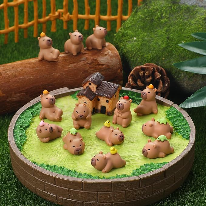 45 Pcs Mini Capybara Figures 9 Styles Mini Resin Capybaras Cute Capybara Figurines Resin Animals Miniature Figurines Tiny Animals for Garden Moss Landscape Dollhouse Tabletop Party Decor DIY