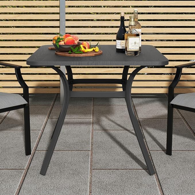 Giantex Patio Dining Table, 32”x32”x29” Outdoor Table, Heavy-Duty Metal Square Outside Table for 4 Persons, Patio Furniture for Backyard Garden Poolside