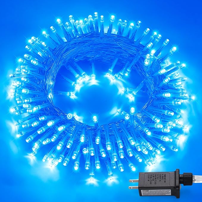 JMEXSUSS 150 LED Blue String Lights Indoor, Blue Halloween Lights Outdoor | Connectable 59 Ft Christmas String Lights Plug in, 8 Modes, Bedroom Patio Party Holiday Christmas Tree Decorations