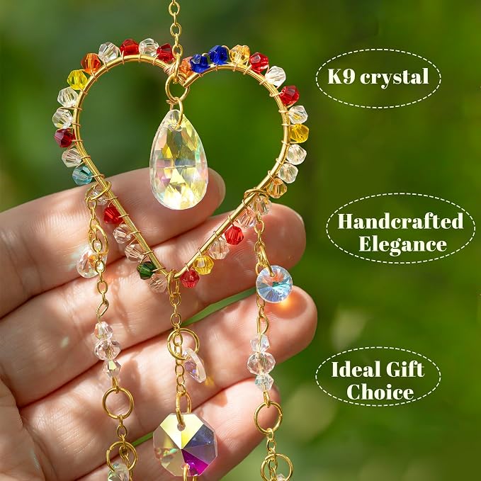 3 Pcs Crystal Suncatcher Rainbow Maker Star Heart Moon Window Decor | Star Heart Moon Crystal Suncatcher Rainbow Prism Pendant Hanging for Window Indoor Garden Car Home Display Decor