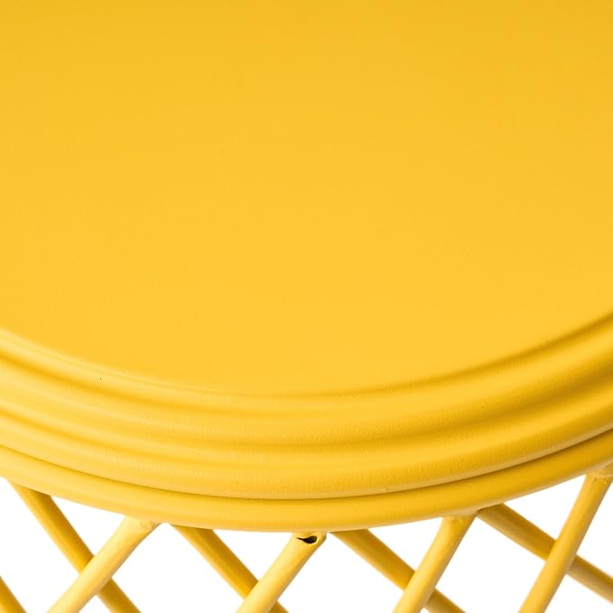 Christopher Knight Home Alamera Outdoor 19" Lattice Iron Side Table, Matte Yellow
