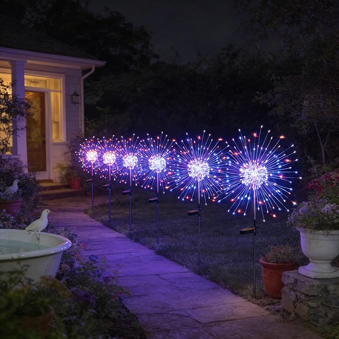 HPUFKOT Solar Garden Lights Outdoor,Waterproof Garden, 2PC 200 LED Twinkling Firework Lights Decorative with 8 Modes,Decor for Yard Patio Pathway Lawn for Yard Outside Fairy Decorative