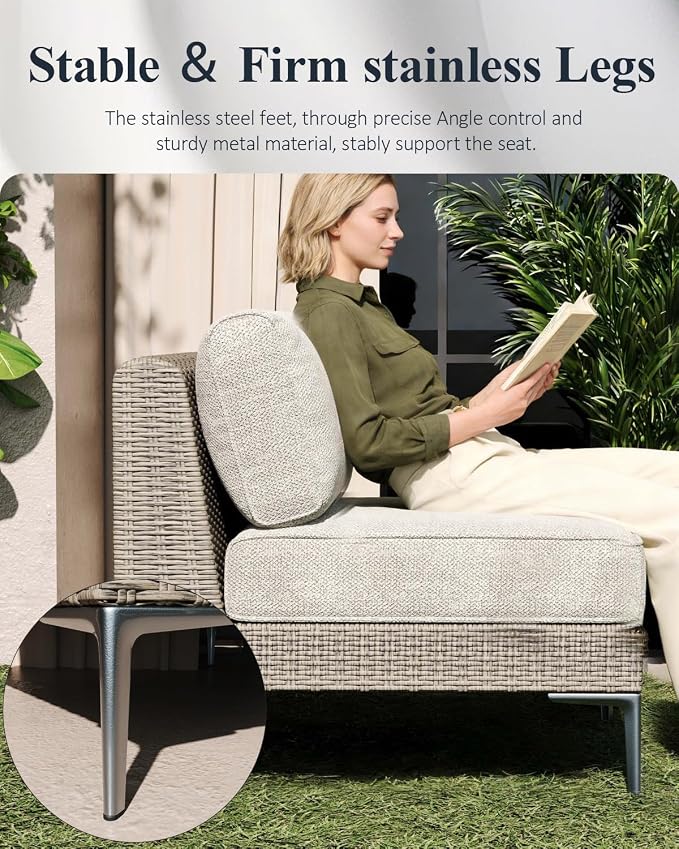LayinSun 12-Piece Wicker Rattan Patio Furniture Set, Deep Seating Outdoor Modular Sectional Sofa Conversation Set with Thick Cushions for Lawn, Garden