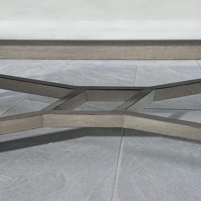 PEAK HOME FURNISHINGS Outdoor Rectangular Coffee Table with Aluminum-Honeycomb Composite Concrete Table Top