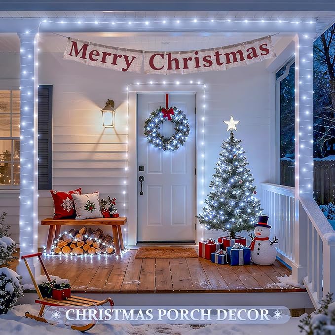 JMEXSUSS 2 Pack Solar String Lights Outdoor Total 66FT 200LED Fairy Lights | Outdoor Waterproof, 8 Modes Solar Christmas Lights for Outside Garden Tree Patio Yard Wedding Christmas Decorations, White