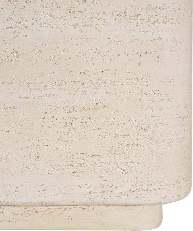 Christopher Knight Home Zax Lightweight MGO Outdoor Side Table, Square Accent Table with Stone-Like Texture, Weather Resistant Small End Table for Indoor/Outdoor Usage, No Assembly, Beige Travertine