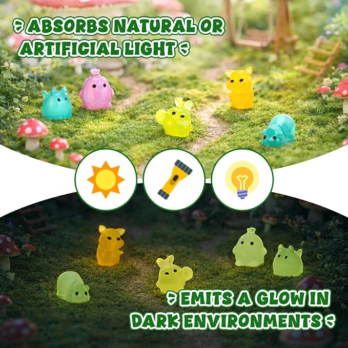 150 Pcs Mystery Bag Mini Resin Animals, Glow in The Dark Blind Bags with Storage Box, Forest Variety Pack, Miniature for DIY Crafts, Micro Landscape Fairy Garden Decor, Party Favors, Gifts (Animals)
