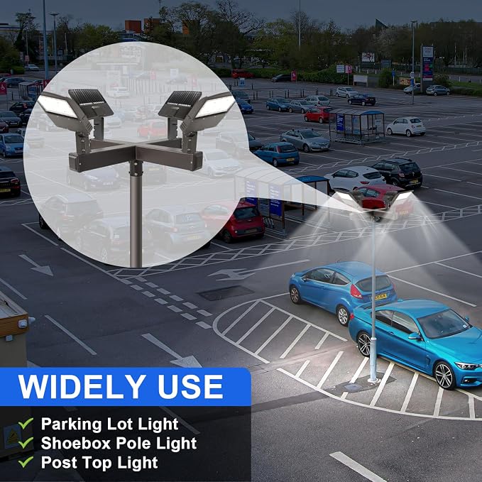 Tenon Adaptor with 4 Arms at 90 Degree, Round Bullhorn Adapter with 4 Tenons Pole Top Tenon Adapter for 2 3/8" LED Parking Lot Light, Outdoo Post Light Top Accessories Mount