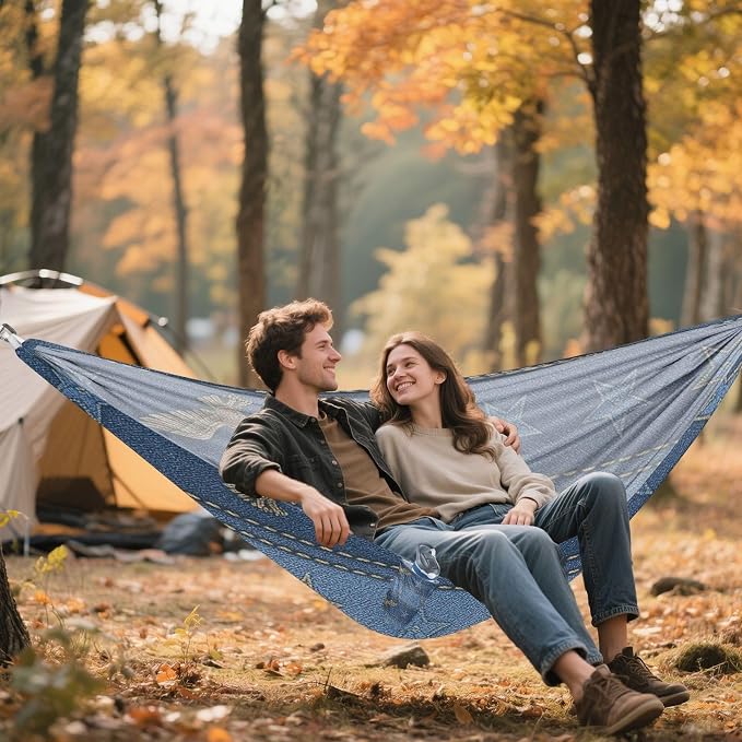 Denim Textile Striped Wallpaper Hammocks Foldable Indoor Hammock for Patio Backyard Lounge Base