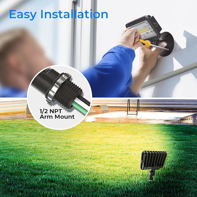 CINOTON 20W LED Flood Lights Outdoor, IP65 Waterproof Exterior Security Wall Light with 180°Knuckle, 2800LM 120V Outside Aluminum Lighting Fixture for Yard Patio Garage Doorway 3000K 2 Pack, UL Listed