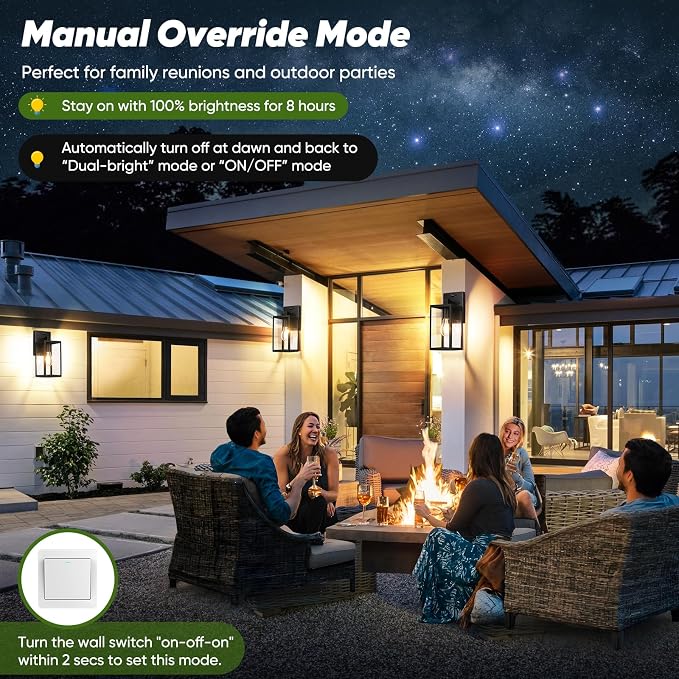 BesLowe 10.6" Upgraded Motion Sensor Outdoor Wall Light Fixture, Black | Auto ON/OFF, 3 Lighting Modes, Waterproof, Rust-Resistant, Durable Metal & Clear Glass, Standard E26 Sockets, Easy to Install