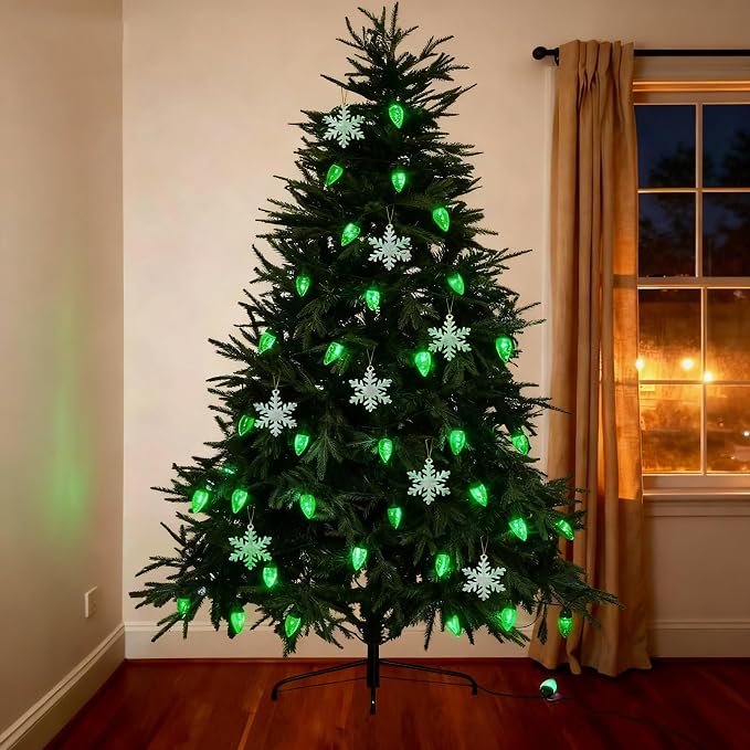 C9 LED Christmas Lights Outdoor,33 Feet 50 LED 8 Lighting Modes Waterproof Connectable Christmas String Lights for Outside Roofline Patio Home Xmas Decorations (Green)