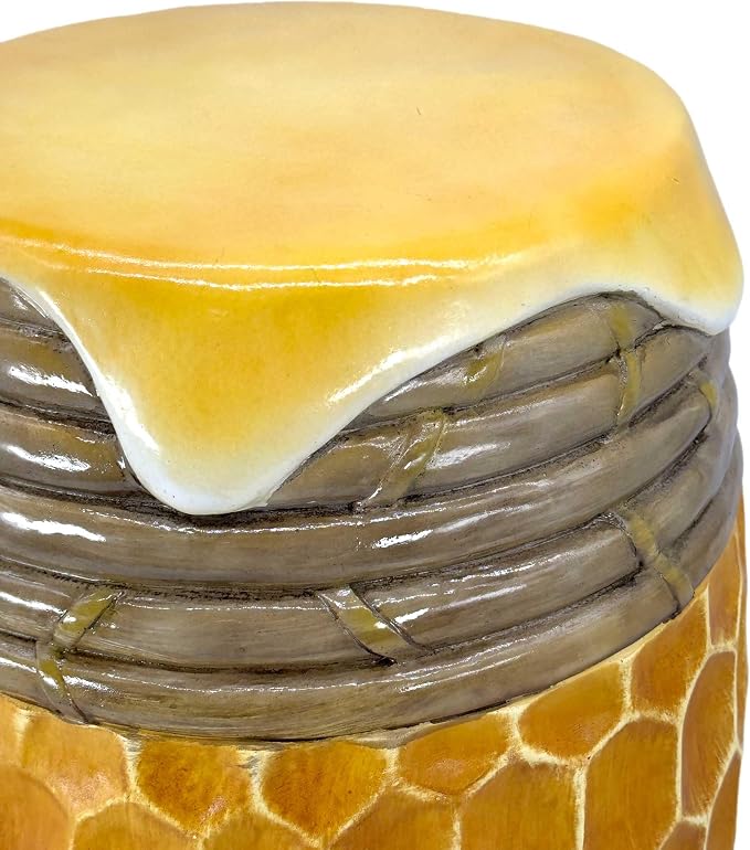 Galt International Honeycomb Stool Side Table w/Bees & Honey Top 17" | Cute Fantasy Yellow Golden Honey Hive Basket Fun Eclectic Home Decor Resin