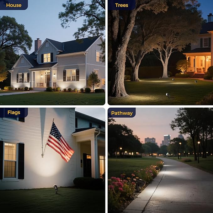 L LOHAS LED 5W Dusk to Dawn Outdoor Spotlight 6000K Landscape Light 2 Pack | Auto On/Off Outdoor Spotlights with Cool White Light, Ideal for Yard Lights, Garden Lighting, House and Pathway Decoration