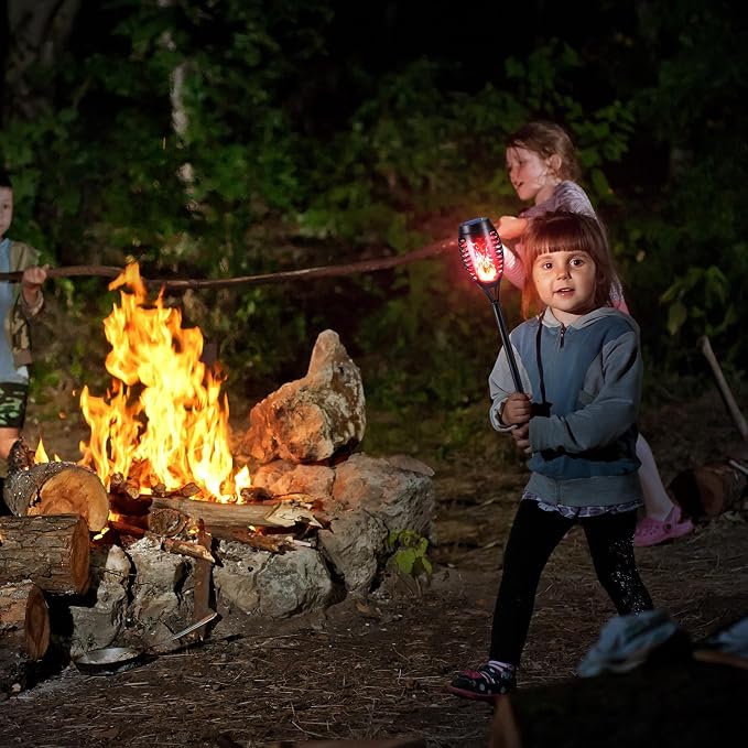 Toodour Solar Torch Flame Lights, 6 Pack Solar Lights Outdoor with Flickering Flame, Waterproof Patio Light Landscape Decoration Lighting for Garden, Lawn, Yard, Outdoor Decor - Red