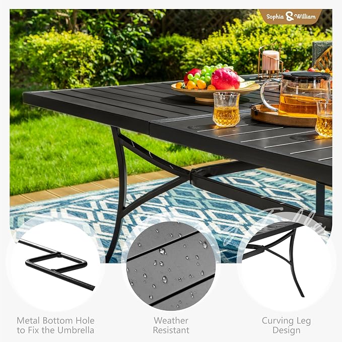 Sophia & William Outdoor Dining Set Patio Dining Sets Patio Table and Chairs Set 9 Pieces Square Outdoor Dining Table for 8 with Swivel Patio Set for Garden Pool All Weather Grey