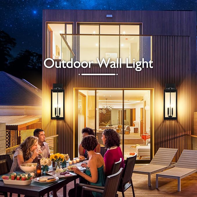 23.9" Extra Large Size Outdoor Wall Light Fixture, Exterior Lighting Fixture Porch Sconce Wall Mounted, Waterproof Outdoor Wall Lantern, Outside Light for House Patio Front Door Garage, Black | Waterproof Metal Construction, Rust-resistant, Quick & Eas...