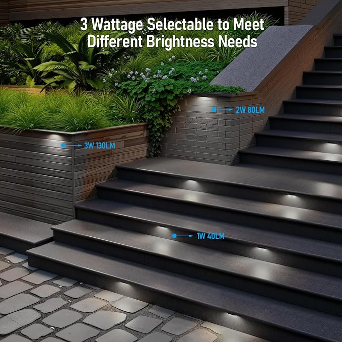 LEONLITE 8-Pack 4 Inch LED Hardscape Lighting, 1W/2W/3W, 5000K Daylight | Update Dimmable Retaining Wall Lights, Low Voltage Landscape Lighting, 12-24V AC/DC Paver Light, Outdoor Step Lights, ETL