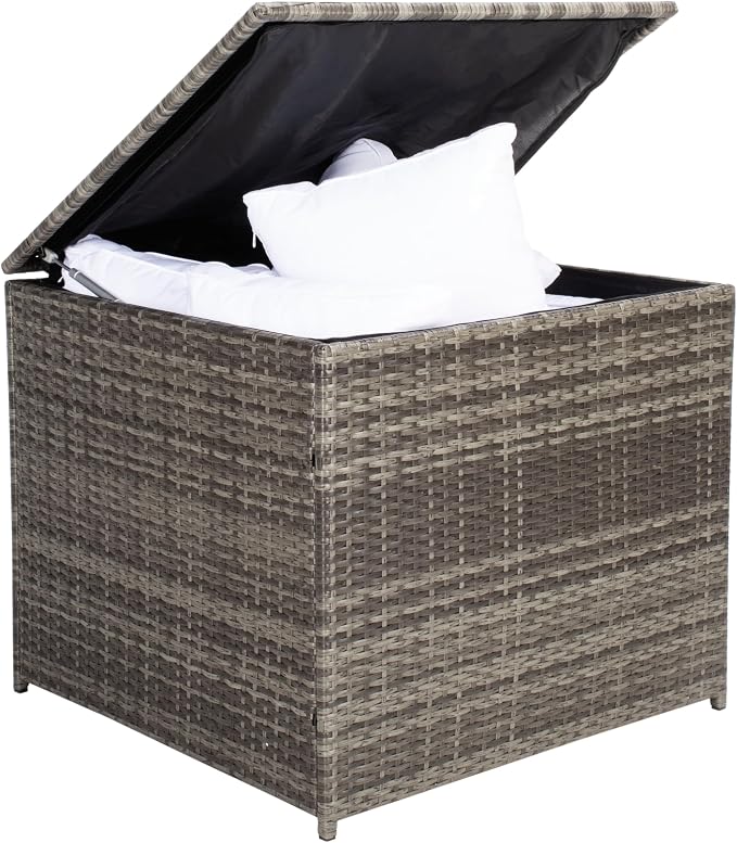 SAFAVIEH Outdoor Collection Helga Grey Brown/White Wicker Conversation Patio Set