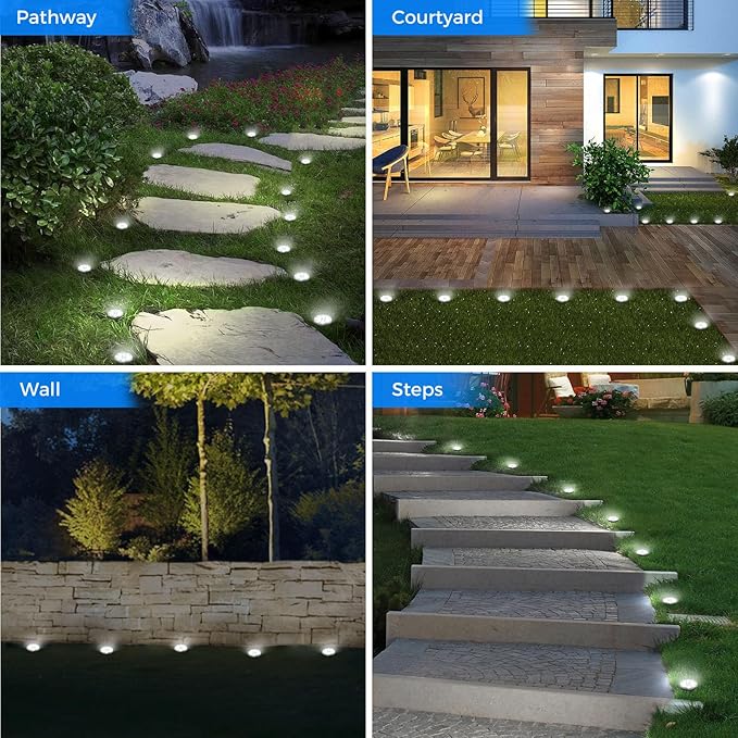 Mini Solar Ground Lights, 6 Pack Flat Solar Disc Lights Outdoor Waterproof, 2.3 Inch Small Solar Garden Lights Landscape Lighting for Outside Pathway Garden Yard Lawn Walkway,Cool White
