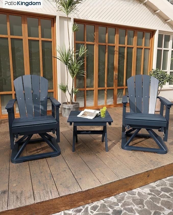 Outdoor Folding Side Table, Lightweight & Space-Saving Design, All-Weather HDPE Material, Realistic Wood-Grain Finish(Navy Blue,1 Table)