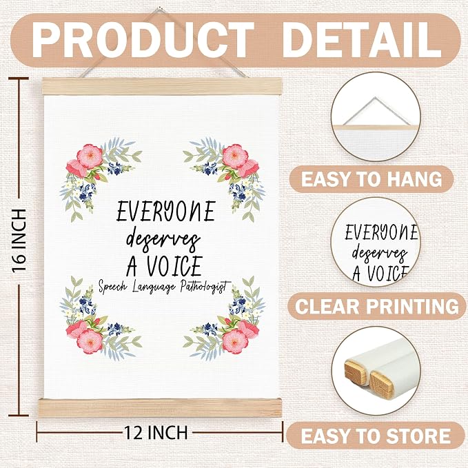 FDHSPAAM Speech Therapy Posters Wall Art Decor, Speech Therapy Room Classroom Decor, Everyone Deserves a Voice Wall Art Posters for Classroom School Counseling Therapist Office, 12x16 Inch
