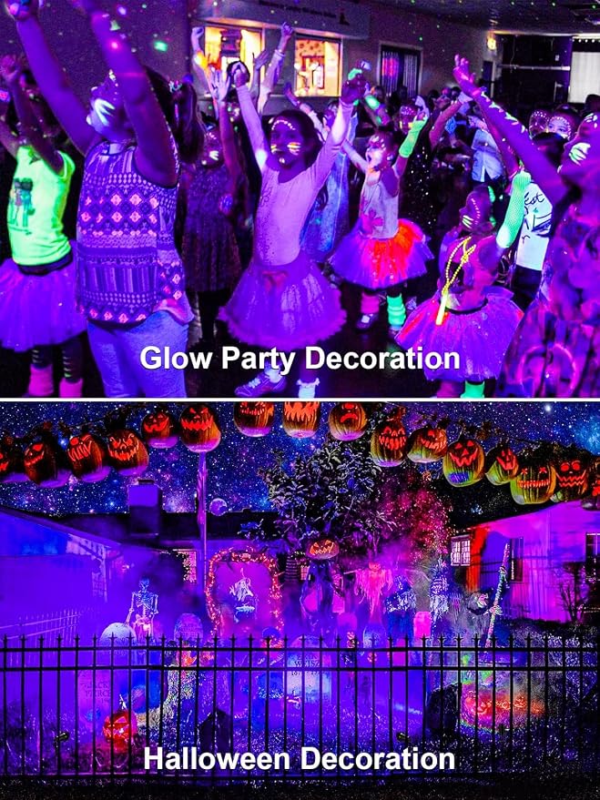 ZUCKEO Blacklight Spotlight Outdoor 15W Halloween Black Light Spot Light with US Plug, IP66 Landscape Black Lights Fixtures for Glow Party Fluorescent Yard Garden House Decorating(6Pack)