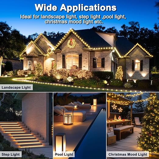 Vansdon 200W Low Voltage Landscape Transformer,2 Zone,Photocell & Timer | 120V AC to 12V/14V AC,Circuit protection & Memory function,5 modes,Weatherproof,for Outdoor Pathlight,Spotlight,ETL Listed