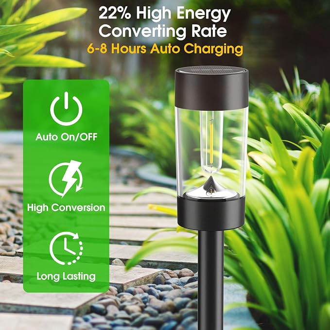 Eyrosa Solar Pathway Lights Outdoor Waterproof, 8 Pack, Cool White | Solar Landscape Lighting for Pathway Garden Yard Path Walkway Driveway Lawn Outside Décor