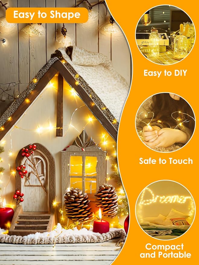 66FT 200 LED Fairy Lights Plug in, 8 Modes Twinkle Lights Warm White | Waterproof String Lights Outdoor Indoor, Memory, Timer, Copper Wire, Christmas Lights for Bedroom Garden Party Holiday Decor