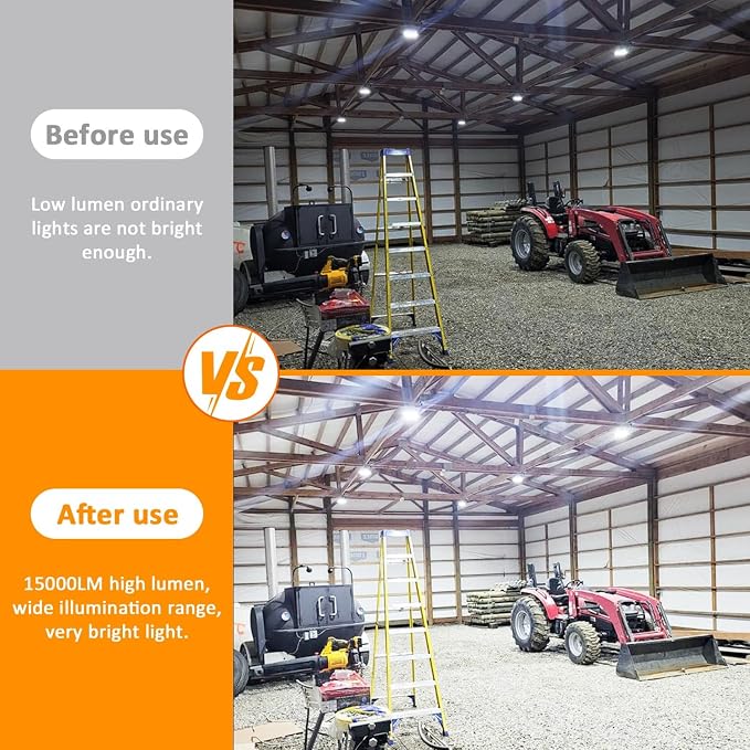 RIUVAO 100ft LED Construction String Lights, 150W 15000LM Waterproof IP67 Led String Work Lights, Construction Temporary Light (100ft-10 Light).