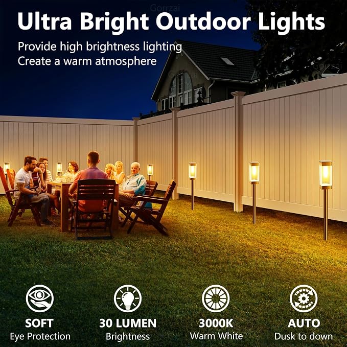 Bright Solar Pathway Lights Outdoor 8 Pack Solar Lights Outdoor LED Waterproof with 3000K Tungsten Filament Bulb Landscape Lighting for Yard, Driveway, Garden, Walkway, Lawn, Path | Solar Lights Outdoor for Yard Driveway Garden Walkway Lawn Path Decor,...