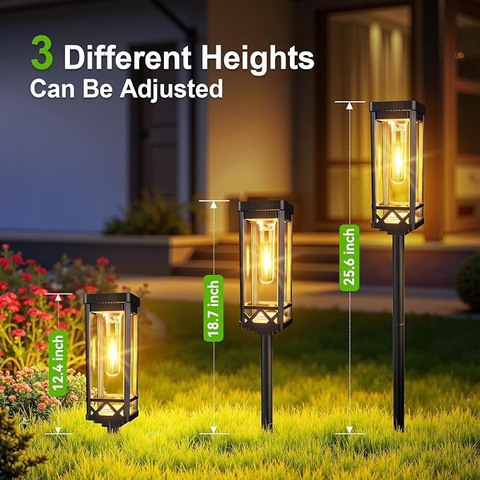 KOOPER Taller Solar Pathway Lights Outdoor, 2 Pack Upgraded Brighter Solar Garden Lights Solar Powered, Up to 15 Hours Outdoor Solar Lights for Yard Landscape Walkway Driveway Sidewalk (Warm White)