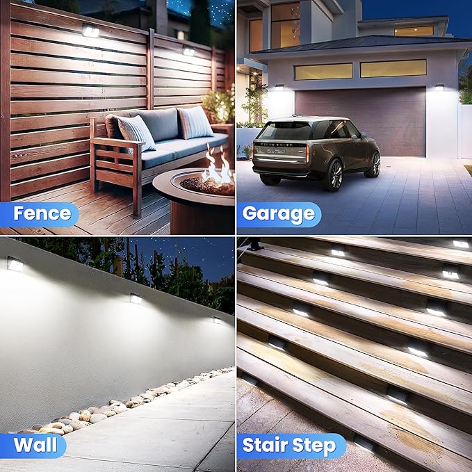 [16 Packs] Solar Motion Sensor Outdoor Lights, Super Bright Solar Lights Outdoor Waterproof, 3 Lighting Modes Security Wall Light for Outside Walking Dog Fence Backyard Deck Garden Door Step Garage